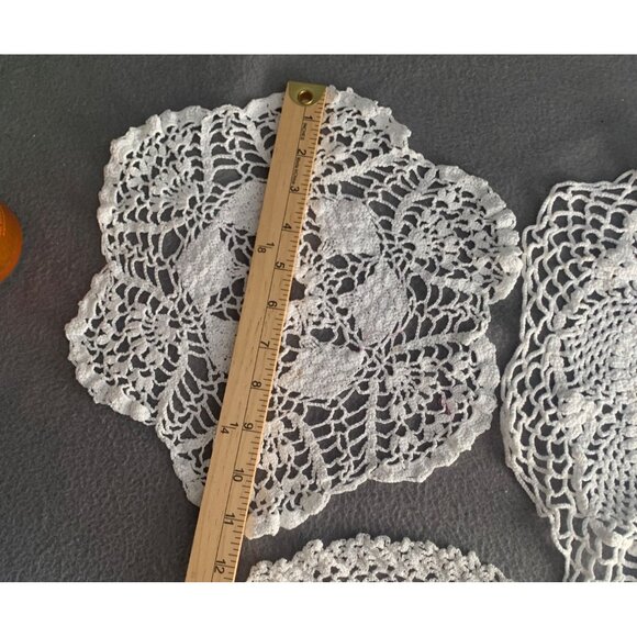 Vintage Handmade Crochet Doilies Set of 3 - Picture 7 of 12